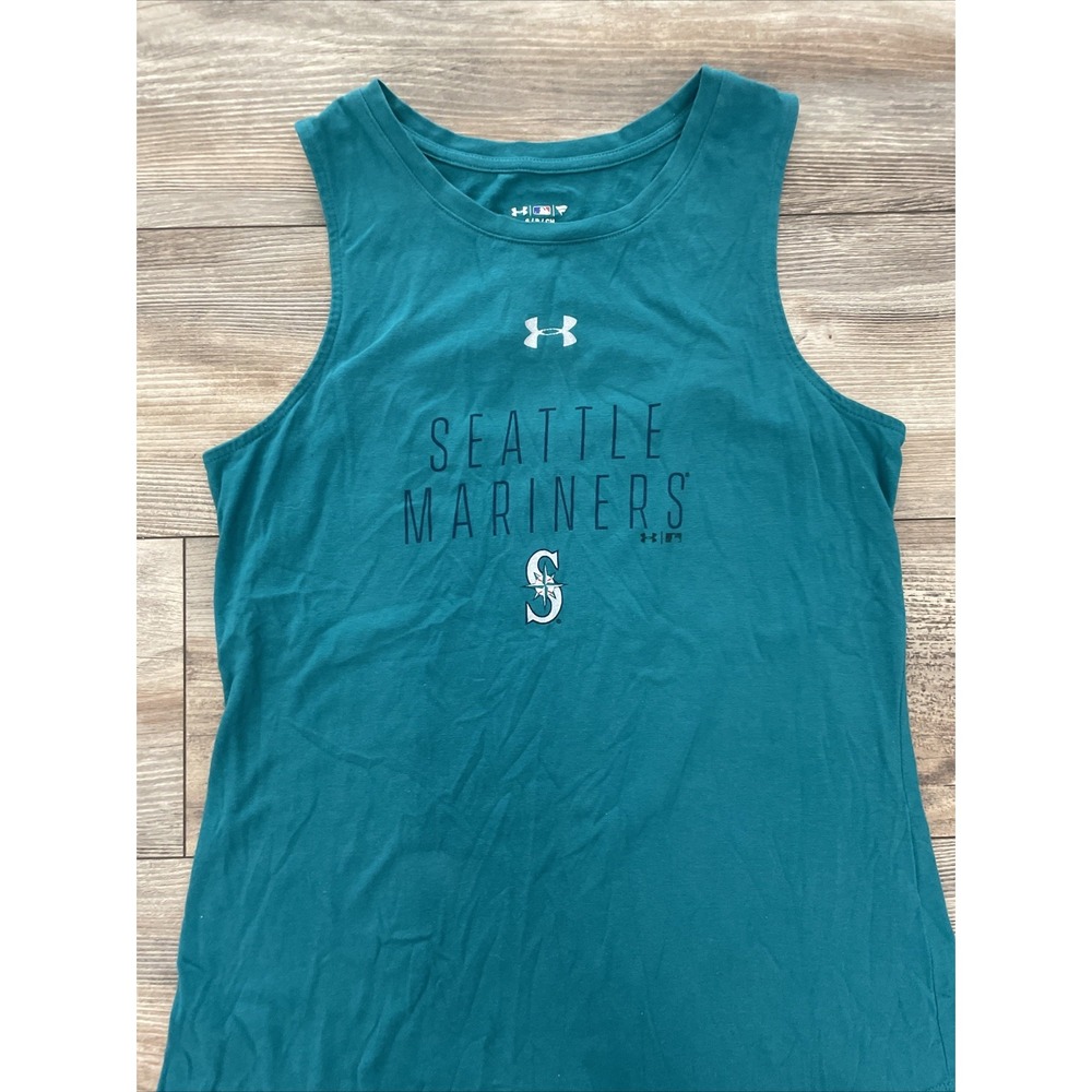 Under Armour Seattle Mariners HeatGear Tank Top Teal Womens Small Cutout Back - Picture 4 of 5
